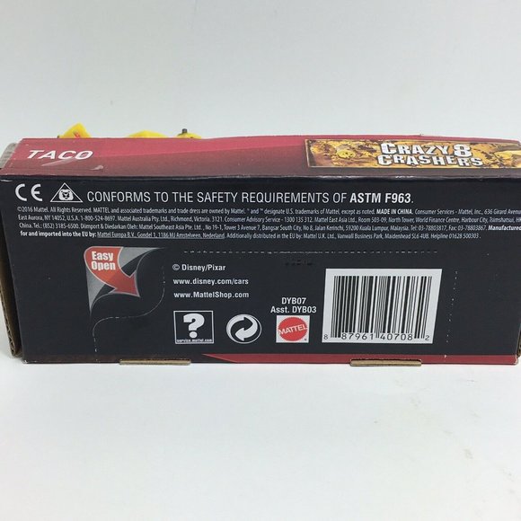 Disney Pixar Cars 3 Crazy 8 Crasher Taco 4 Vehicle Toy  Truck Car Yellow New - Picture 7 of 12